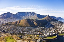 Aerial view of Cape Town, with Green Point and Sea Point, Table